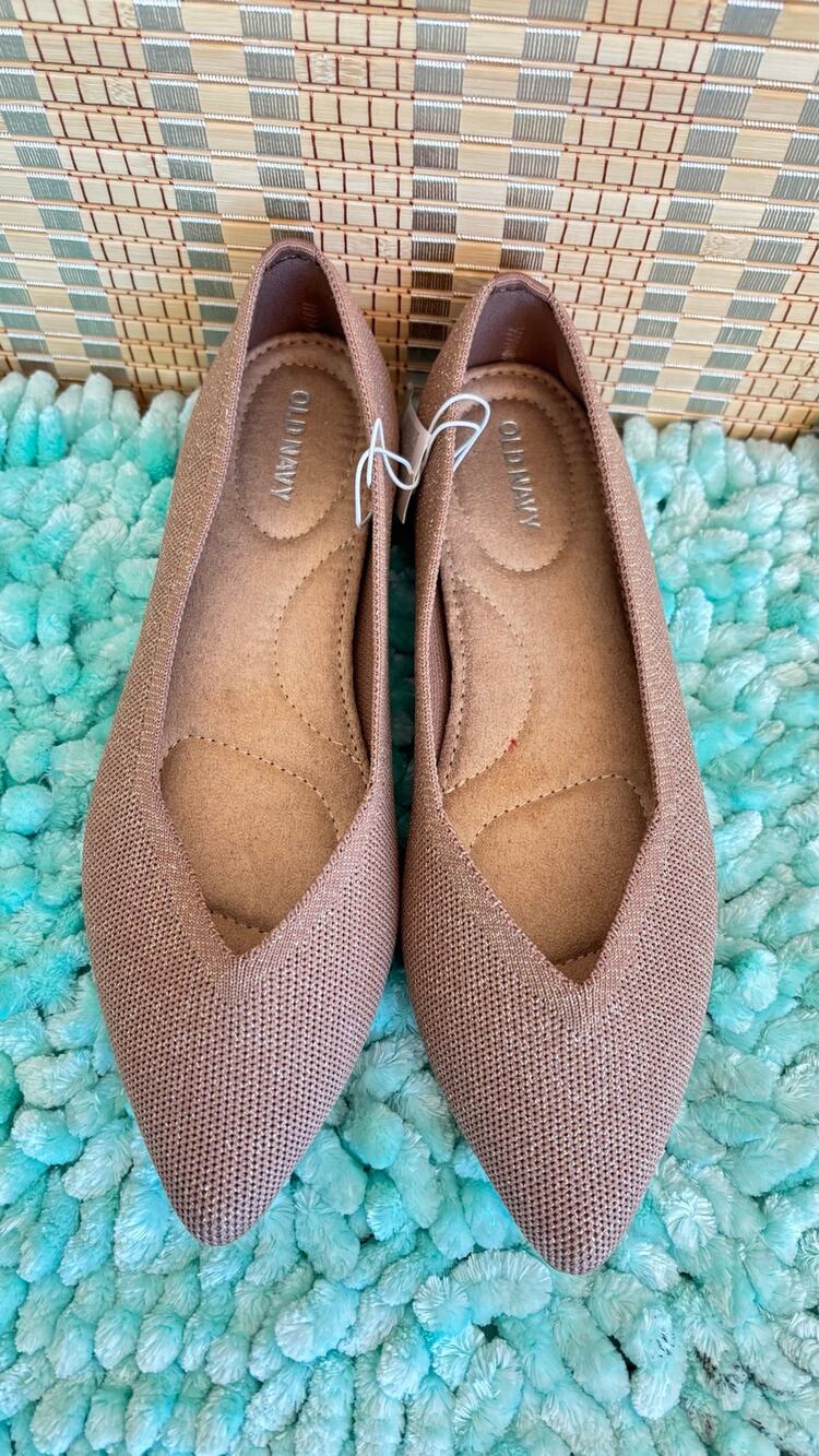 Old Navy Pointy Toe knit Cocoa Fawn cushioned ballerina flats shoes sz 6